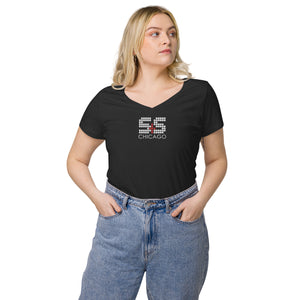 S&S Chicago embroidered Women’s fitted v-neck t-shirt