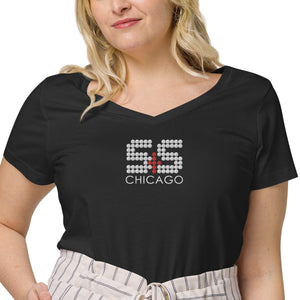 S&S Chicago embroidered Women’s fitted v-neck t-shirt