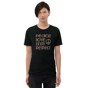 "Peace, Love, Unity, Respect (P.L.U.R.)" Unisex Tri-Blend T-Shirt | Bella + Canvas
