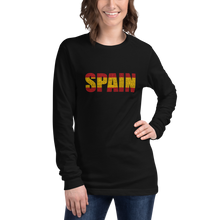 "Spain" (Red and Yellow, Black Letters) Premium Unisex Long Sleeve Tee | Bella + Canvas