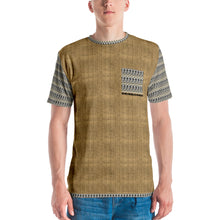 S&S Artist (Steve Silk Hurley) Men's Crew Neck T-Shirt (Tan Burlap, Black and Gold Aztec)