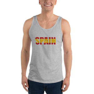 Spain" (Red and Yellow, Black Letters) Unisex Tank Top