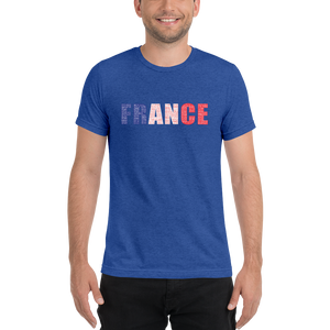 "France" (Blue, White and Red) Premium Unisex Tri-Blend T-Shirt | Bella + Canvas