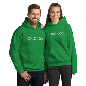 "Chicago" Unisex Heavy Blend Hoodie | Gildan (White Letters)