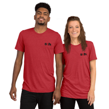 Steve Silk Hurley's ssh® Branded Premium Embroidered Unisex Tri-Blend T-Shirt | Bella + Canvas (Blk & Red ssh)