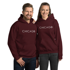 "Chicago" Unisex Heavy Blend Hoodie | Gildan (White Letters)