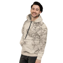 S&S Chicago World Map Unisex Hoodie (Beige and Brown)