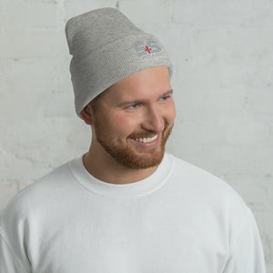 Cuffed embroidered S&S Beanie (Grey and Red S&S)