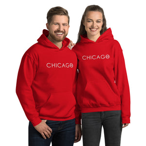 "Chicago" Unisex Heavy Blend Hoodie | Gildan (White Letters)