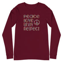 "Peace, Love, Unity, Respect (P.L.U.R.)" Unisex Long Sleeve Tee | Bella + Canvas