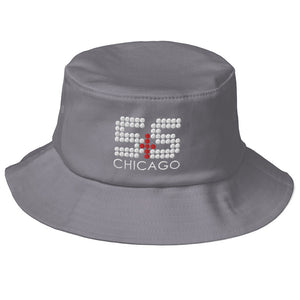 Embroidered Old School S&S Chicago Bucket Hat (White and Red S&S)