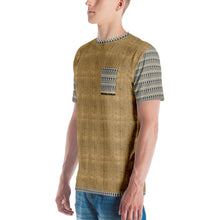 S&S Artist (Steve Silk Hurley) Men's Crew Neck T-Shirt (Tan Burlap, Black and Gold Aztec)