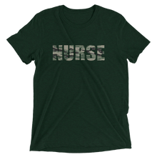 "Nurse Attributes" Premium Tri-Blend Tee | Bella + Canvas (Camo Green NURSE w/ White Letters)