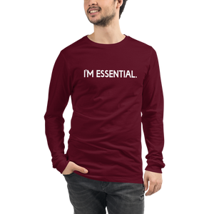 "I'm Essential" Unisex Long Sleeve Tee | Bella + Canvas White Logo)