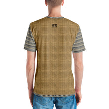 S&S Artist (Steve Silk Hurley) Men's Crew Neck T-Shirt (Tan Burlap, Black and Gold Aztec)