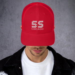 Retro Trucker Hat | Yupoong  (White and Red S&S)