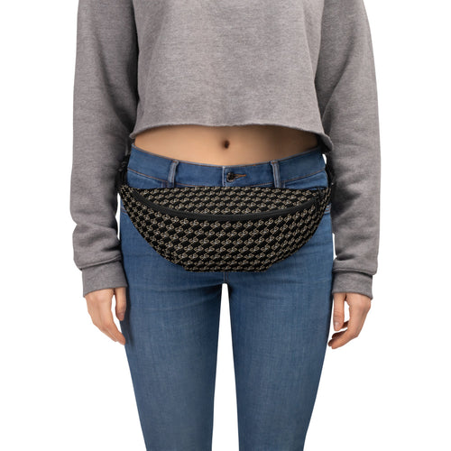 Fanny Pack (Black with Beige and White S&S)