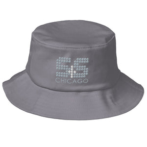 Embroidered Old School S&S Chicago Bucket Hat (Grey and White S&S)