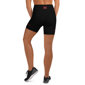 All-Over Print Yoga Shorts (Black with Red and White S&S and Red Chicago)
