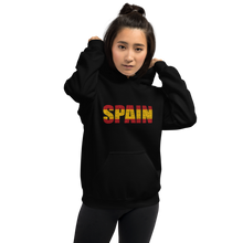 "Spain" (Red and Yellow, Black Letters) Premium Unisex Heavy Blend Hoodie