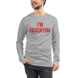 “I’m Essential” Unisex Long Sleeve Tee | Bella + Canvas (Red Letters / White Letters Inside)
