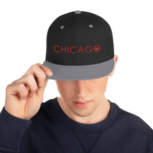 Classic 3D-Puff Embroidered "Chicago" Snapback Hat | Yupoong (Red and White Chicago S&S)