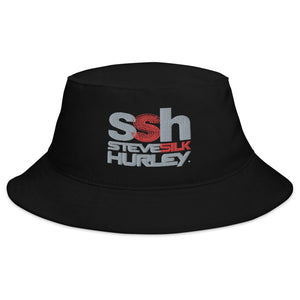 Steve Silk Hurley's ssh® Branded Embroidered Big Bucket Hat (Grey and Red ssh)