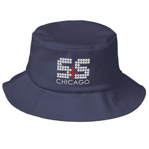 Embroidered Old School S&S Chicago Bucket Hat (White and Red S&S)