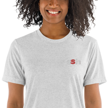 Steve Silk Hurley's ssh® Branded Premium Embroidered Unisex Tri-Blend T-Shirt | Bella + Canvas (White & Red ssh)