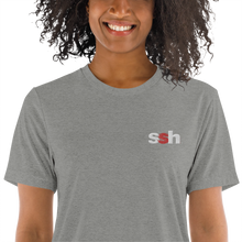 Steve Silk Hurley's ssh® Branded Premium Embroidered Unisex Tri-Blend T-Shirt | Bella + Canvas (White & Red ssh)