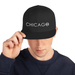 Classic  Embroidered "Chicago" Snapback Hat | Yupoong (White and Red Chicago S&S)