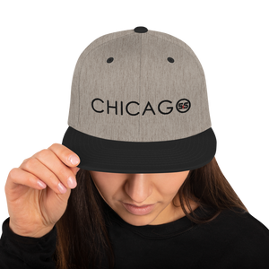 Classic 3D-Puff Embroidered "Chicago" Snapback Hat | Yupoong (White and Red Chicago S&S)