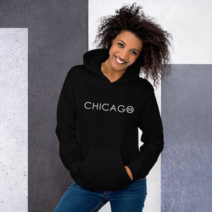 "Chicago" Unisex Heavy Blend Hoodie | Gildan (White Letters)