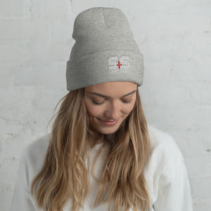 Cuffed embroidered S&S Beanie (White and Red S&S)