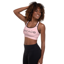 All-Over Print Padded Sports Bra (Pink with Black and Red S&S Chicago)