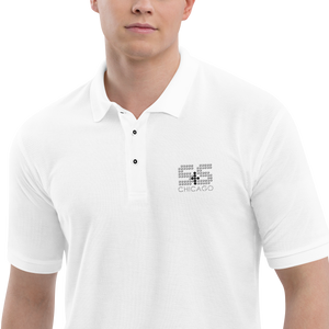S&S Chicago Men's Premium Polo (White & Black Logo)