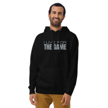 "I Live For The Game" Embroidered Unisex S&S Hoodie (Grey Embroidery)