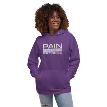 "Pain Is Part Of The Process" Embroidered Unisex S&S Hoodie (White & Grey Embroidery)